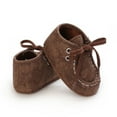 thumbnail image 4 of Baby Boys Girls Lace Up Leather Sneakers Soft Rubber Sole Infant Moccasins Newborn Oxford Loafers Anti-Slip Toddler Wedding Uniform Dress Shoes, 4 of 5
