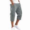 thumbnail image 2 of Zimjoy Men's Cargo Shorts Below The Knee Loose Elastic Waist Stretch Lightweight Capri Casual Outdoor Hiking Shorts with 4 Pockets Gray L, 2 of 6