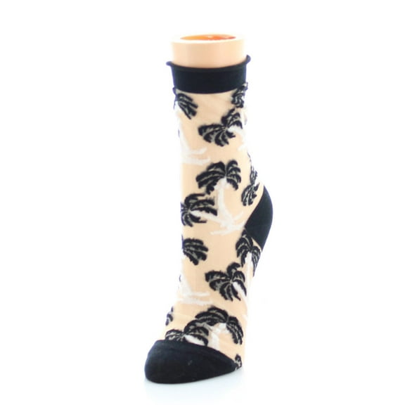 MeMoi Palm Tree Sheer Women's Ankle Socks - Womens - Female, One Size, Gold
