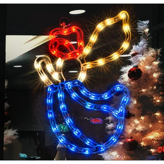 Christmas Window Silhouette Lights | Lighted Double-Sided Angel Decoration with 50 Incandescent Mini Lights | Perfect for Holiday Indoor/Outdoor Wall, Door & Glass Decor