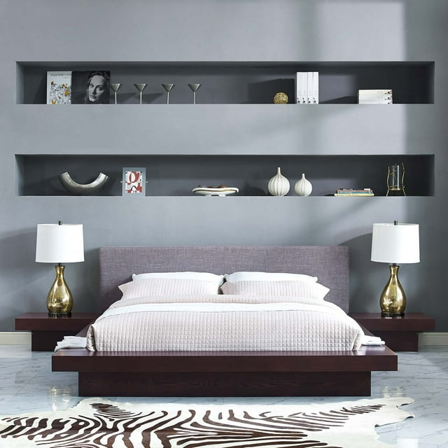Modway Freja Ensemble de Chambre Grand 3 Pcs en Tissu, Gris Cappuccino