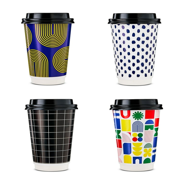 Great Value 12 oz Insulated Hot Cups with Lids, 40 Count