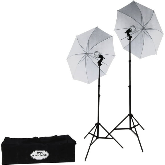 Savage LED60K Kit de Lumière de Studio LED 500 Watts avec 2 Lumières, 2 Supports, 2 Parapluies et Étui