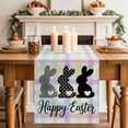 thumbnail image 2 of Table Runner 72 Inches Long for Kitchen Dining, Happy Easter Dresser Scarf Farmhouse, Dining Table Decorations for Wedding/Parties, Black White Polka Dots Rabbits Colorful Plaid 18 x 72 In, 2 of 8