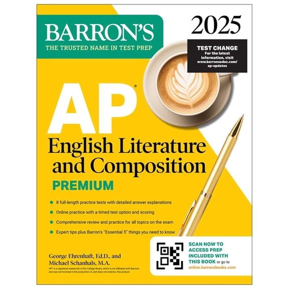 Barron's AP Prep AP English Literature and Composition Premium, 2025: Prep Book with 8 Practice Tests   Comprehensive Review   Online Pra, (Paperback)