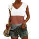 thumbnail image 2 of Blusa sin mangas de verano con cuello en V para mujer a la moda, camisetas informales con estampado de retazos Fridja  gh6267, 2 of 5