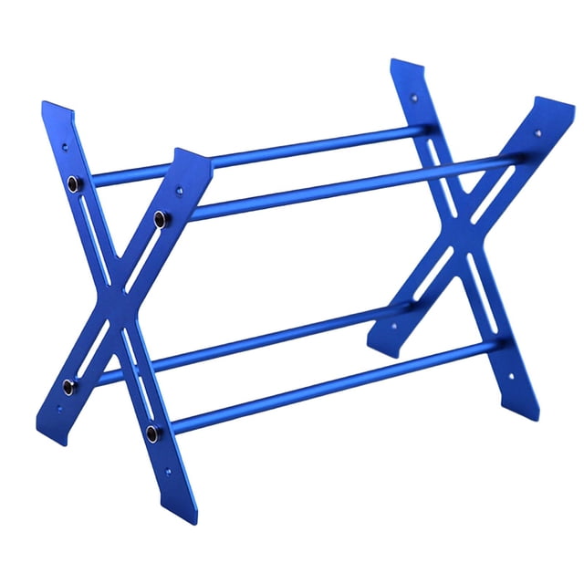 Estante de almacenamiento de neumáticos RC, organizador decorativo ligero de aleación de aluminio, estante de neumáticos de coche RC a escala 1/10 Azul CUTICAT Estante de neumáticos RC