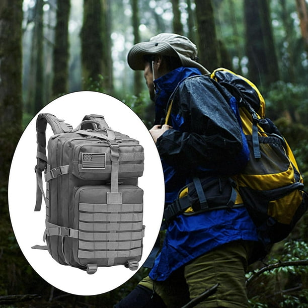 Mochila de senderismo Mochila de camping para hombres y mujeres Mochila impermeable al aire libre de 50 litros para supervivencia trekking caza Gris Bodega Aurrera en linea