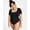 Deep Black, variant on Plus Size Bodycon Scoop Neck Bodysuit Library Oatmeal 3X