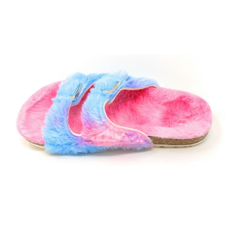 Fuzzy two strap sandals deals