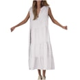 thumbnail image 2 of Gspmoly Robe pour Femmes, Robe d'Été Unie Sans Manches à Col en V Mi-Mollet pour Femmes, Robes de Cocktail, Cadeaux de Vacances, 2 of 6