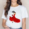 thumbnail image 4 of Camisetas con estampado de Flamenco de España para mujer, camisetas de bailarina, camiseta de Manga de verano, camiseta divertida con gráfico para mujer, 4 of 5