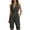 Dark Gray, variant on Women's Romper Shorts Sleeveless Collared V Neck Tie Front Knee Length Summer Bottoms Solid Color Lightweight Breathable Elegant Jumpsuits with Pockets