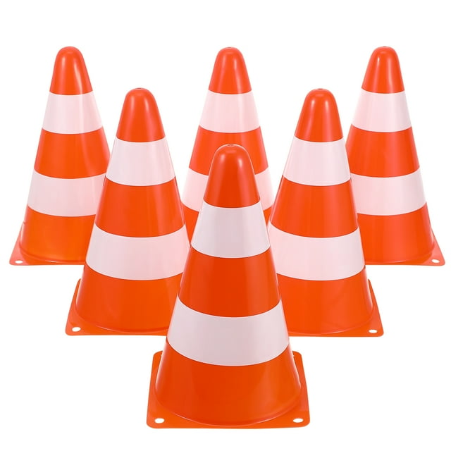 ColoMX Conos de seguridad vial (6 unidades): Conos de tráfico de alta visibilidad para seguridad y construcción. Equipo de plástico para obras viales, estacionamientos y deportes.