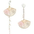 thumbnail image 1 of 1 Pair Fan Shaped Drop Earrings Pearls Long Earrings Creative Women Ear Jewelry, 1 of 2