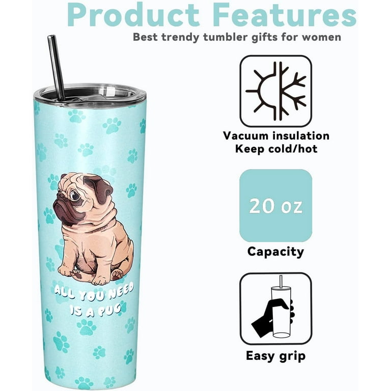 Pug Travel Mug for Hot and Cold Pug Gifts for Pug Lovers Pug