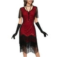 thumbnail image 6 of Hvot&aat 1920s Vintage Sequin Tassel Dress for Women High-end Banquet Round Neck Small Dress Flapper Dress, 6 of 6