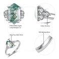 thumbnail image 5 of NUNCAD Long Hexagon Cut Moss Agate Rings for Women 925 Sterling Silver Engagement Ring Size 5-9, 5 of 5