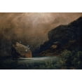 thumbnail image 2 of Arnold Böcklin 14x11 Gold Ornate Wood Frame and Double Matted Museum Art Print Titled - Mountain Lake with Seagulls (1847), 2 of 4
