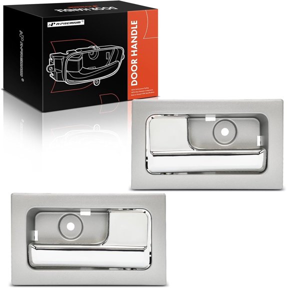 A-Premium Inside Interior Door Handles Compatible with Ford F-150 F150 2009-2014, Chrome Lever Platinum Housing, 2-PC Set, Front or Rear Side, Replace# 9L3Z1522600CB, 9L3Z1522601CB