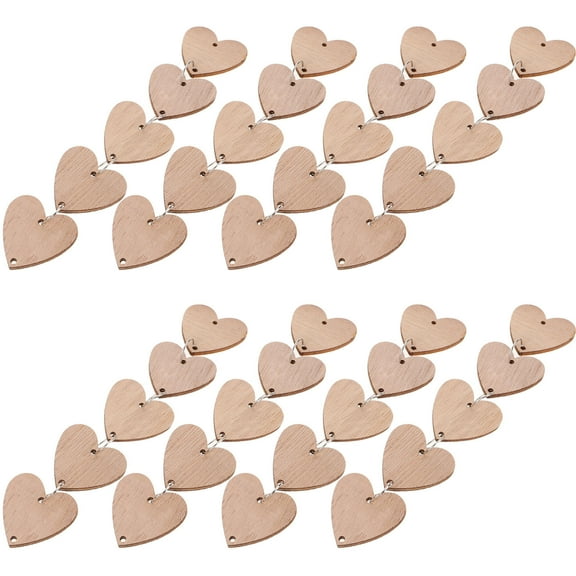 GAXIRE 50Pcs Heart Wooden Slices For Diy Calendar And Birthday Decor