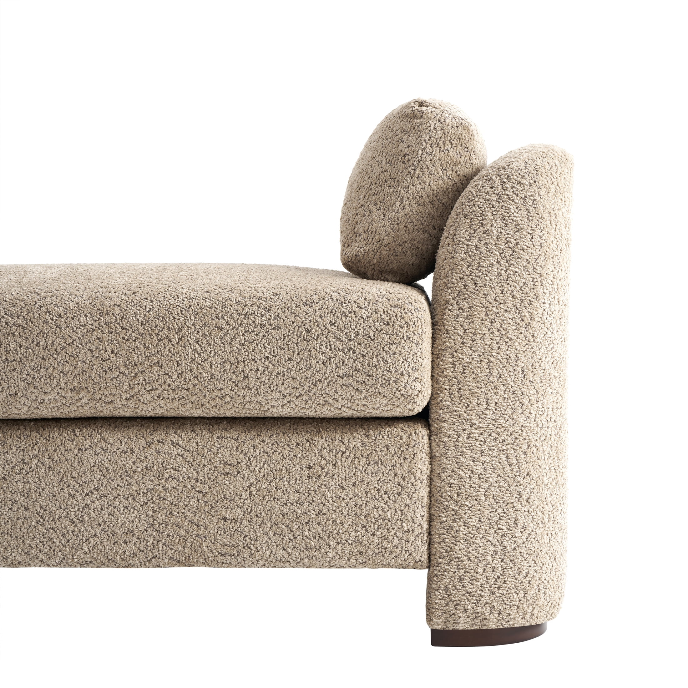 Christopher Knight Home 53.2" Modern Boucle Upholstered Bench with Pillows, Wooden Legs, Light Brown