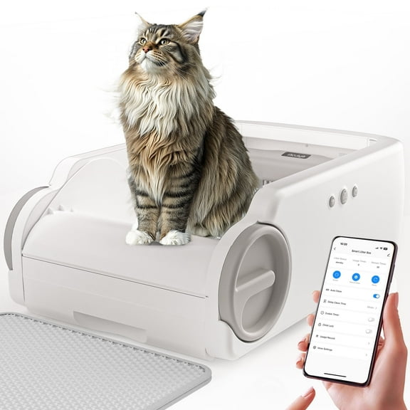 Aculya Open-Top Automatic Litter Box Self Cleaning Cat Litter Box Litter Robot for Multiple Cats with Safety Sensors and APP Control for Ragdoll Maine Coon