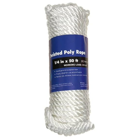 Twisted Rope, Polypropylene, 1/4" x 50'