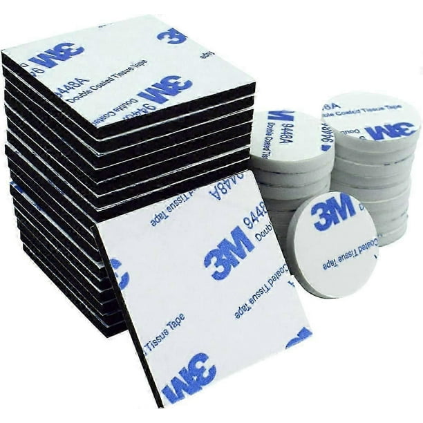 Double Sided Foam Pads, 50 Pcs Double Adhesive Foam Pads Strong Mounting Tape, Square and Round, White & Black-2025