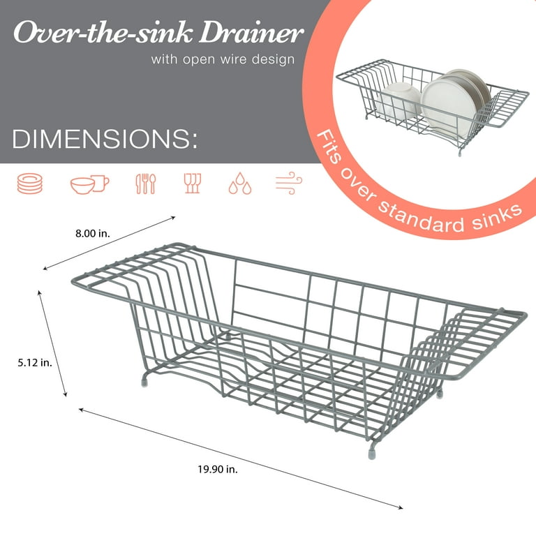 Kitchen Details Over the Sink Dish Rack, 19.92 x 7.99 x 5.12, Grey 