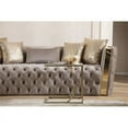 thumbnail image 7 of Naomi Button Tufted Sofa with Velvet Fabric and Gold Accent in Taupe, 7 of 7
