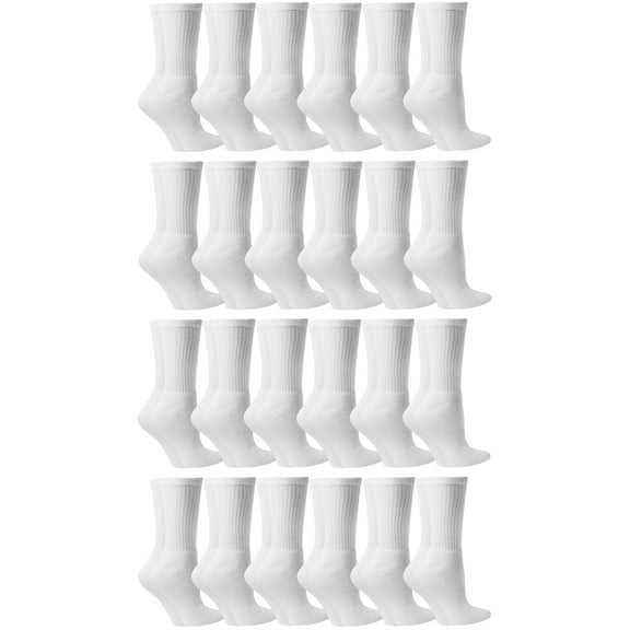 Yacht & Smith Mens & Womens Wholesale Bulk Sports Crew, Athletic Case Pack Socks, by SOCKS'NBULK (24 Pairs White USA, Womens 9-11 (Shoe size 5-10))
