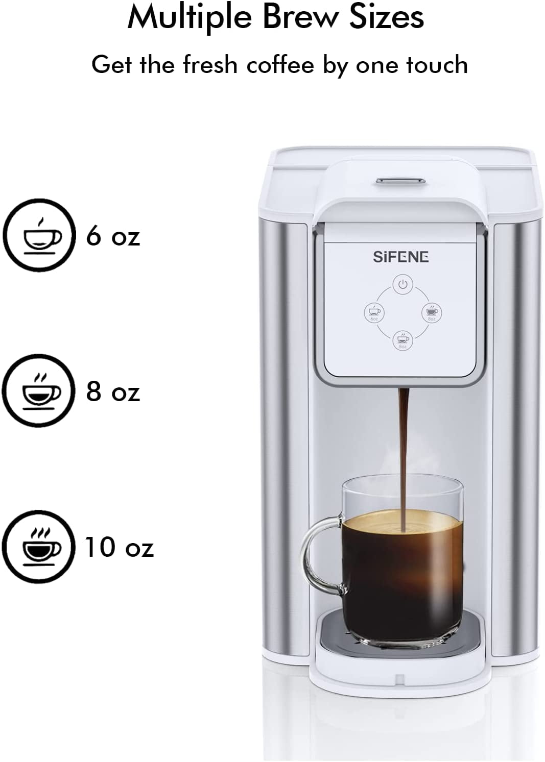 SIFENE Single Serve Coffee Maker, 3 in 1 Coffee Machine, Personal K-Pod  Capsule Brewer for Ground Coffee & Loose Leaf Tea, 50oz Removable Water  Reservoir, Black 