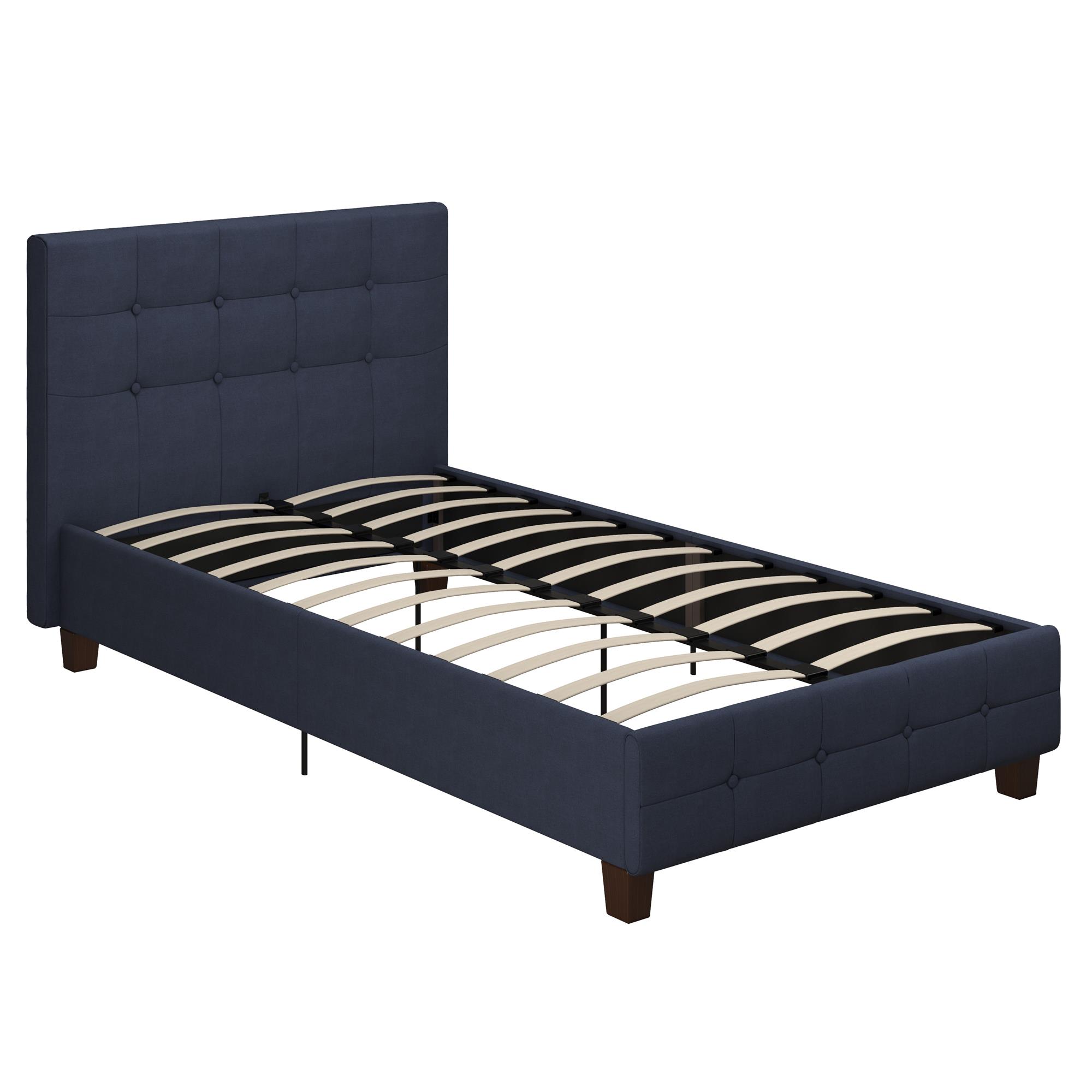 DHP Rose Tufted Upholstered Platform Bed Frame, Twin, Blue Linen