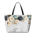 thumbnail image 2 of Fuzoiu Pumpkin And White Marble Print Waterproof Beach Tote Bag for Women Girls with Zipper,Sandproof Pool Swim Bag,Large Capacity Beach Travel Bag for Pool Swim Travel Everyday, 2 of 7