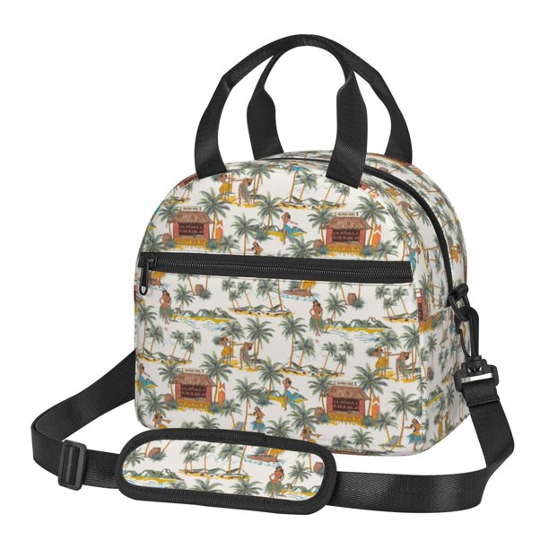 Easygdp Hawaiian Style Caja de Almuerzo para Mujeres y Hombres, Bolsa de Almuerzo Insulada, Bolsas Reutilizables Impermeables para Viajes, Trabajo y Picnics