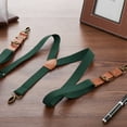 thumbnail image 5 of Buyless Fashion Leather End 2 Pack Suspenders for Men - 48" Elastic Adjustable Straps 1" - Y Back with Metal Hooks - 5139-2-Hunter-Green, 5 of 7