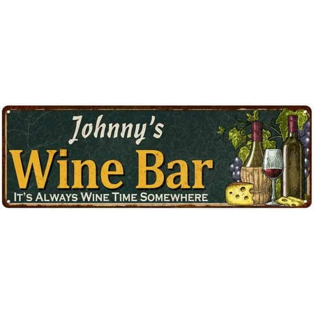 Johnny s Wine Bar Green Chic Sign Home Kitchen Décor 6 x 18 Matte Finish Metal 106180001302