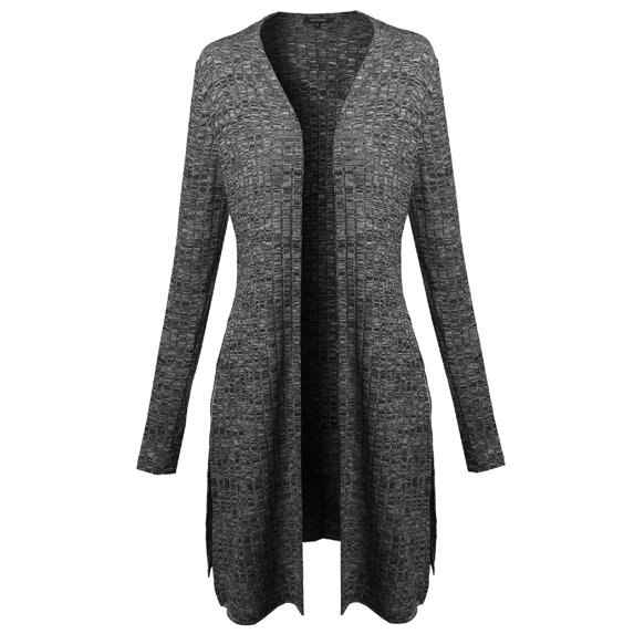 FashionOutfit Women's Casual Trendy Rib Open Cardigan