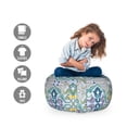 thumbnail image 2 of Autumn Damask Storage Toy Bag Chair, Repetitive Pattern Flower Shaped Oriental Motifs Illustration, Stuffed Animal Organizer Washable Bag, Small Size, Pale Ceil Blue Multicolor, by Ambesonne, 2 of 3