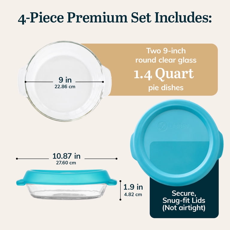 Glass Pie Dishes with Lids, Set of 2, 9-Inch Round photo 4