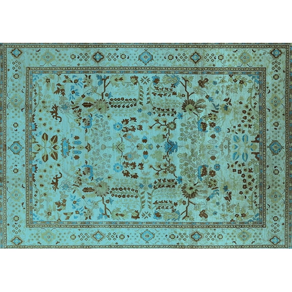 Ahgly Company Indoor Rectangle Oriental Light Blue Industrial Area Rugs, 2' x 5'