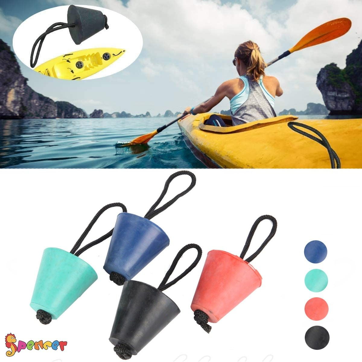Homyl Set 8 Assorted Colors Durable Rubber Kayak Scupper Plugs Drain Holes Bungs for Canoe Marine Boat Fishing Dinghy