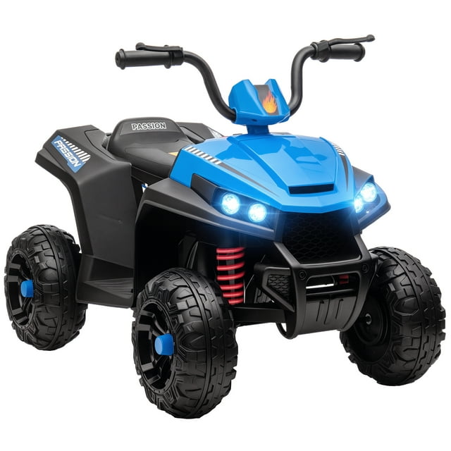 Qaba VTT pour Enfants 12 V à Quatre Roues avec Suspension à Ressorts, Bleu