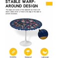 thumbnail image 2 of Spring Flower Round Fitted Tablecloth Colorful Wildflowers Leaf Black Watercolor Elastic Table Cloth Waterproof Oil Proof Seasonal Floral Table Cover Fits 44"-48" Round Tables for Party Dinner Decor, 2 of 6