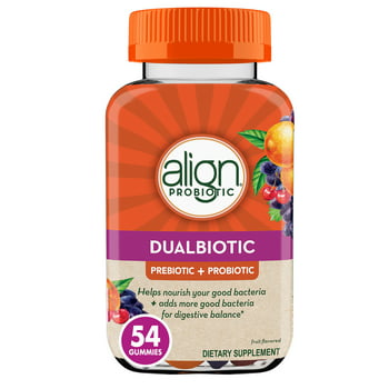 Align Probiotic Dualbiotic Gummies, Men and Women's Prebiotic and Probiotic Dietary Supplement, 54 Ct