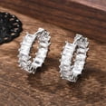 thumbnail image 4 of 2Pair Brass Micro Pave Cubic Zirconia Huggie Hoop Earrings Long-Lasting Plated Ring Clear Real Platinum Plated 22x6mm Pin: 0.9mm, 4 of 5