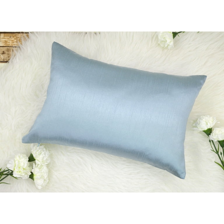 Aiking Home 12x18 Inches Faux Silk Rectangular Throw Pillow Cover Zipper Closure Slate Set of 2
