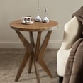 thumbnail image 3 of Set of 2 Round End Table 24'' High Side Table with Cross Legs, Mid Century Modern Accent Bedside Table for Living Room, Balcony, Bedroom or Small Spaces, Raw Walnut, 3 of 8