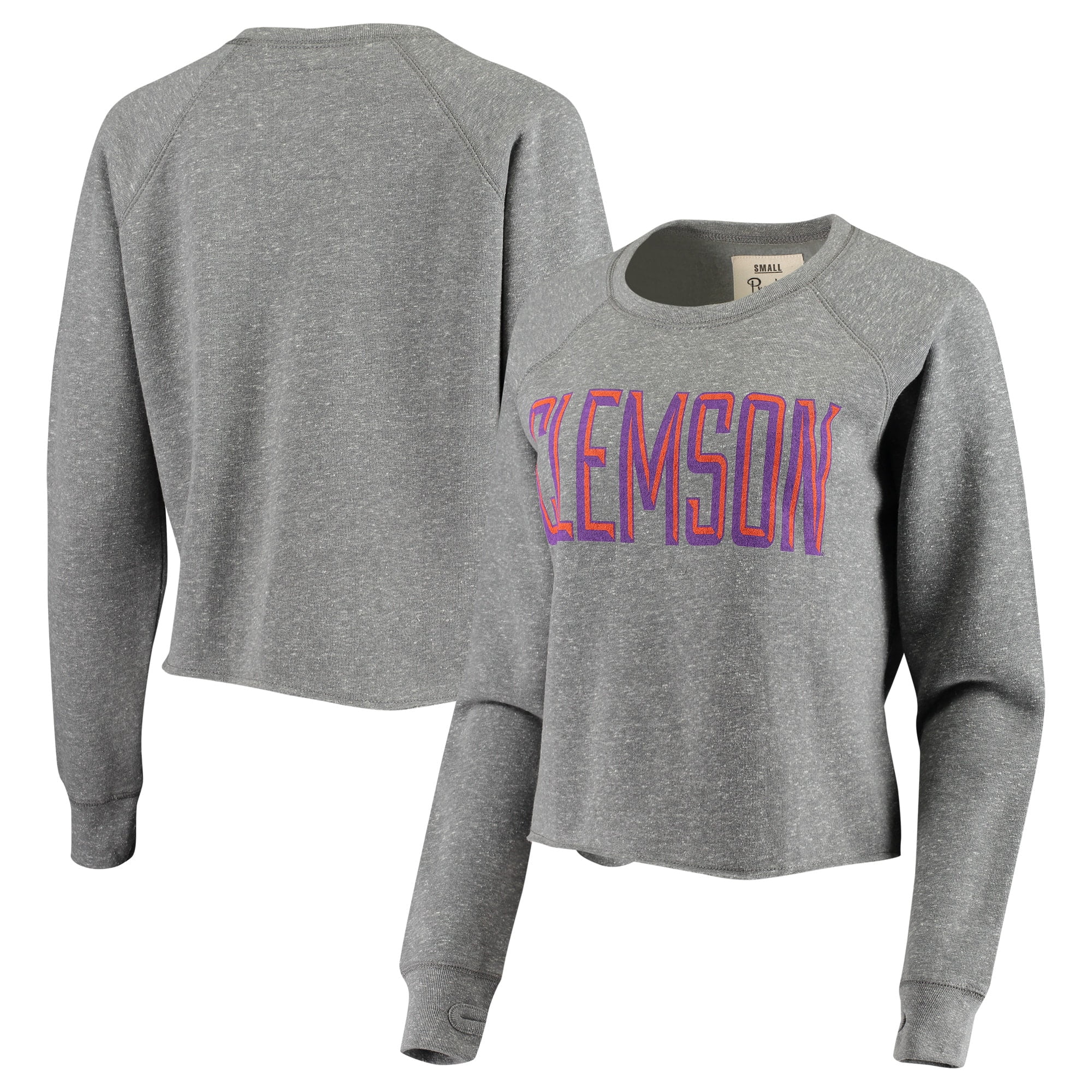 Pressbox Clemson Tigers Pressbox Women's Sawyer Knobi Cropped Raglan